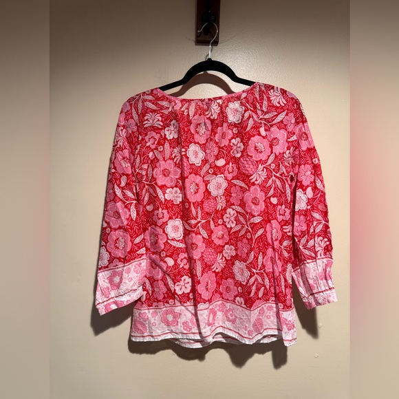 Talbots Floral Pineapple Paradise Button Front Popover Blouse - Picture 11 of 12